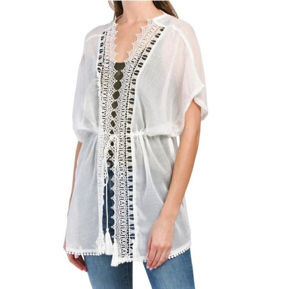 NWT ACCESSORY STREET Island Breeze Lace Trim Glitter Topper Cover-Up - Picture 2 of 5